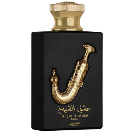 Isqh Al Shuyukh Gold de Lattafa es una fragancia árabe unisex de 100ml.